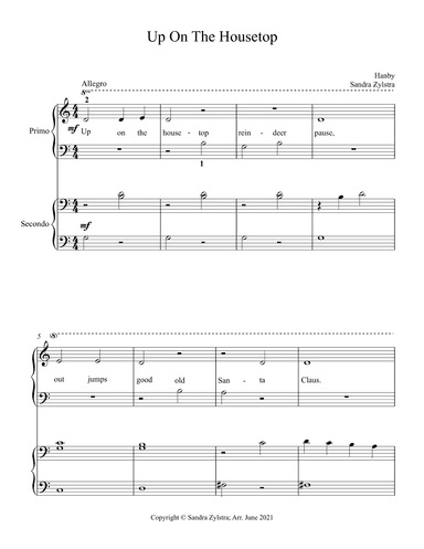 Up On The Housetop (beginning solo with optional elementary duet) (arr. Sandra Zylstra)