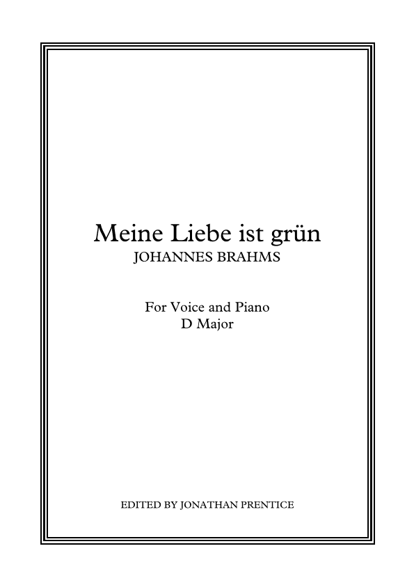 Meine Liebe ist grün (D Major) (arr. Jonathan Prentice)