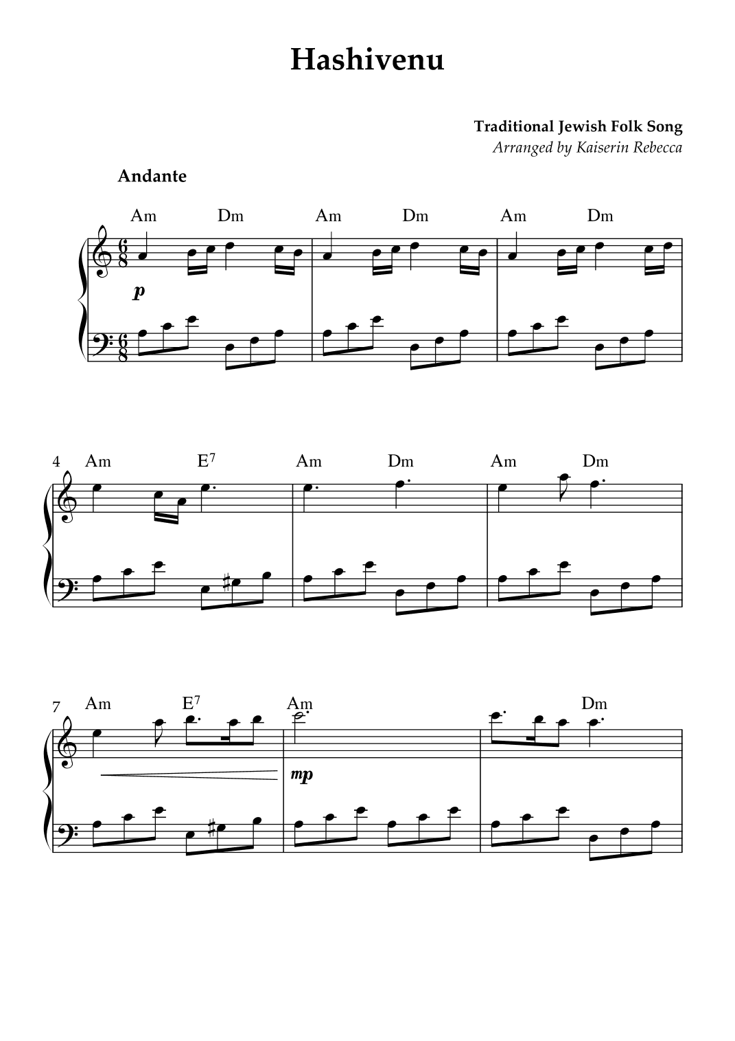 Hashivenu (arr. Kaiserin Rebecca)