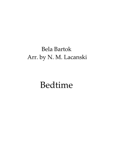 Bedtime (arr. Nick M Lacanski)
