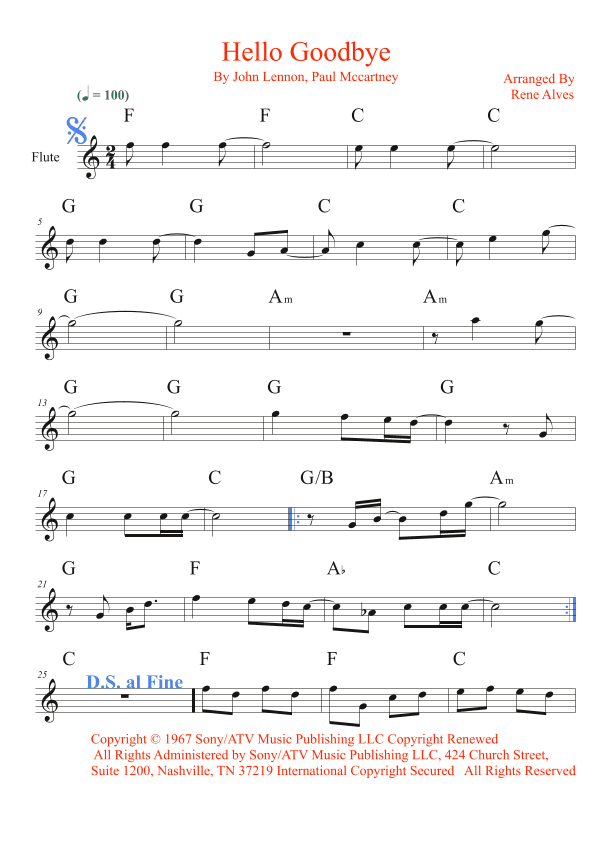 Hello, Goodbye (arr. Rene Alves)