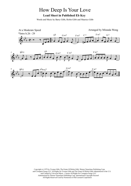 How Deep Is Your Love  from the Motion Picture SATURDAY NIGHT FEVER (arr. Miranda Wong)