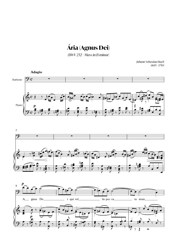 Aria (Agnus dei) from the Mass in B Minor (BACH) - Baritone_Am (arr. André Alberto Santos)