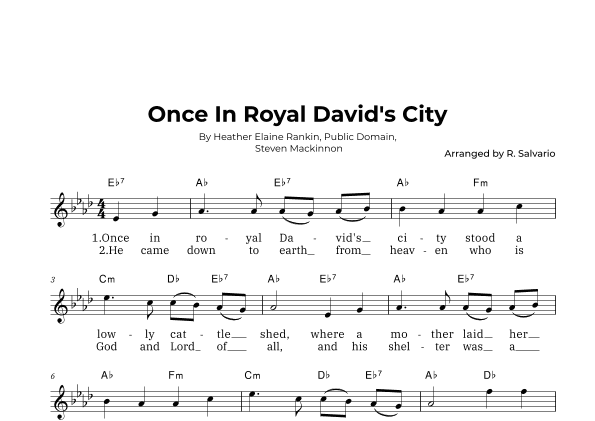 Once In Royal David's City (Key of A-Flat Major) (arr. R. Salvario)