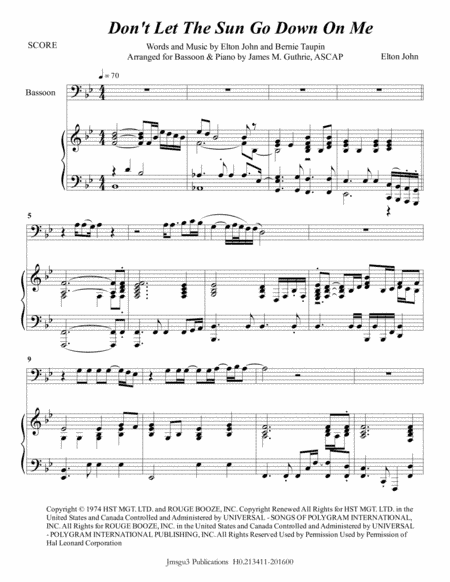 Don't Let The Sun Go Down On Me (arr. James M. Guthrie, ASCAP)