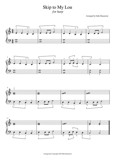 Skip to My Lou - Beginner Childrens Song for Harp (arr. Sally Beaumont)