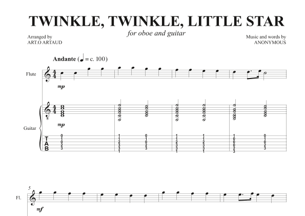 Twinkle Twinkle Little Star (arr. Art.o Artaud)