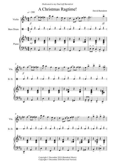 A Christmas Ragtime for Violin and Piano