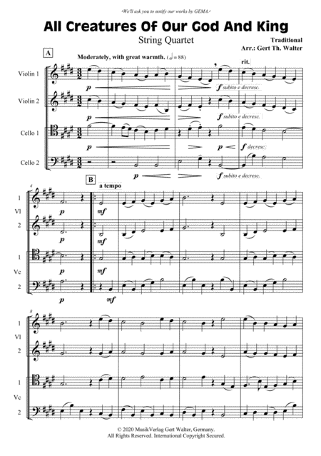 All Creatures Of Our God And King (arr. Gert Th. Walter)