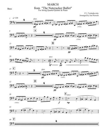 Nutcracker Ballet - March for Strings and Piano - Double Bass Part (arr. Jon Persson)