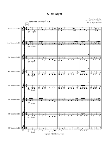 Silent Night (Bb) (Trumpet Octet) (arr. Regis Bookshar)