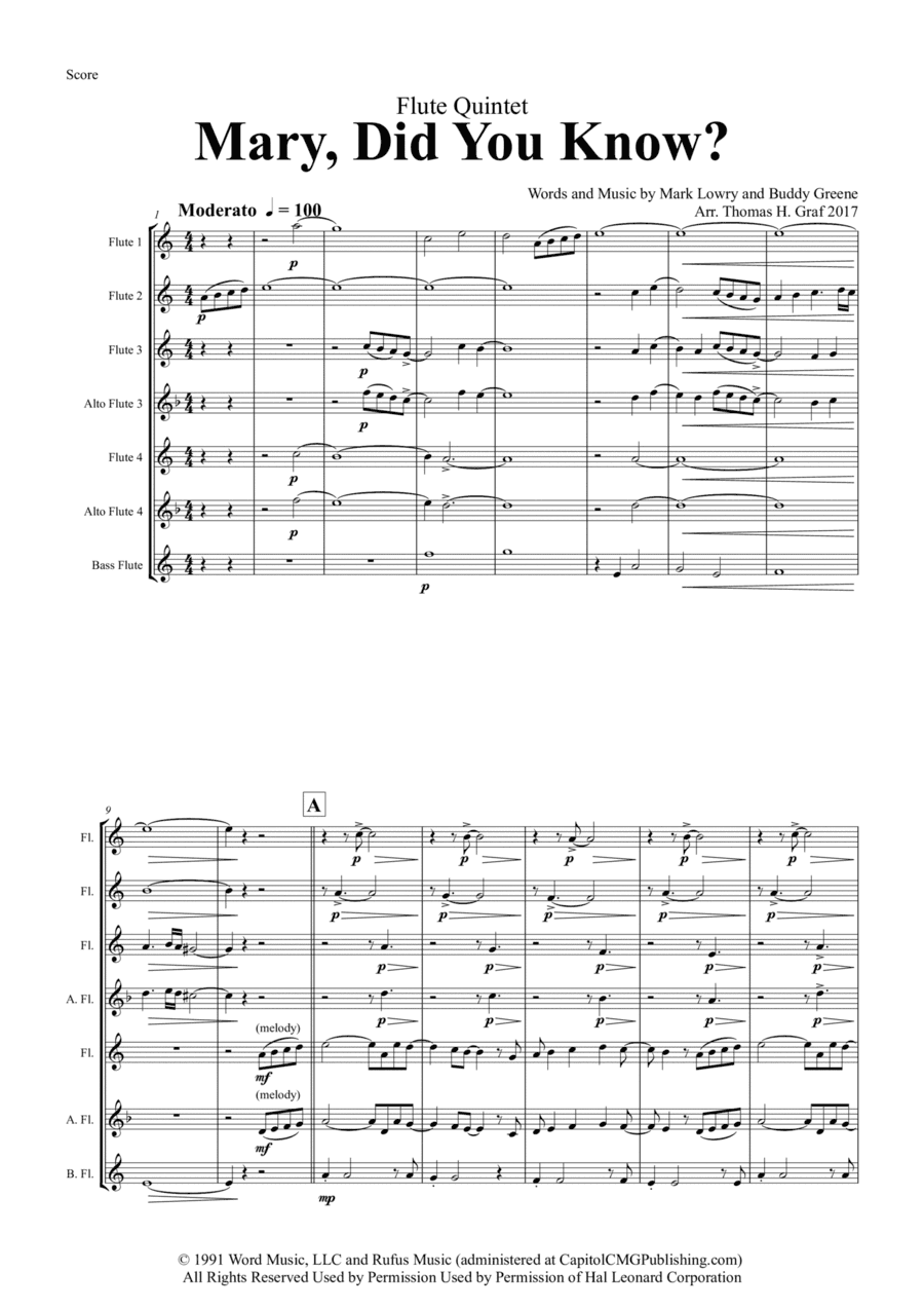Mary, Did You Know? (arr. Thomas Graf)