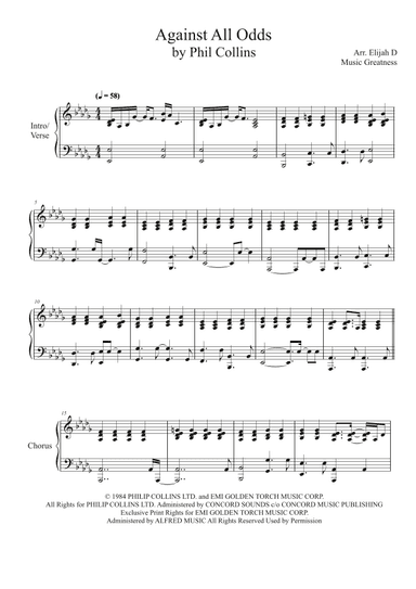 Against All Odds (take A Look At Me Now) (arr. Elijah D)