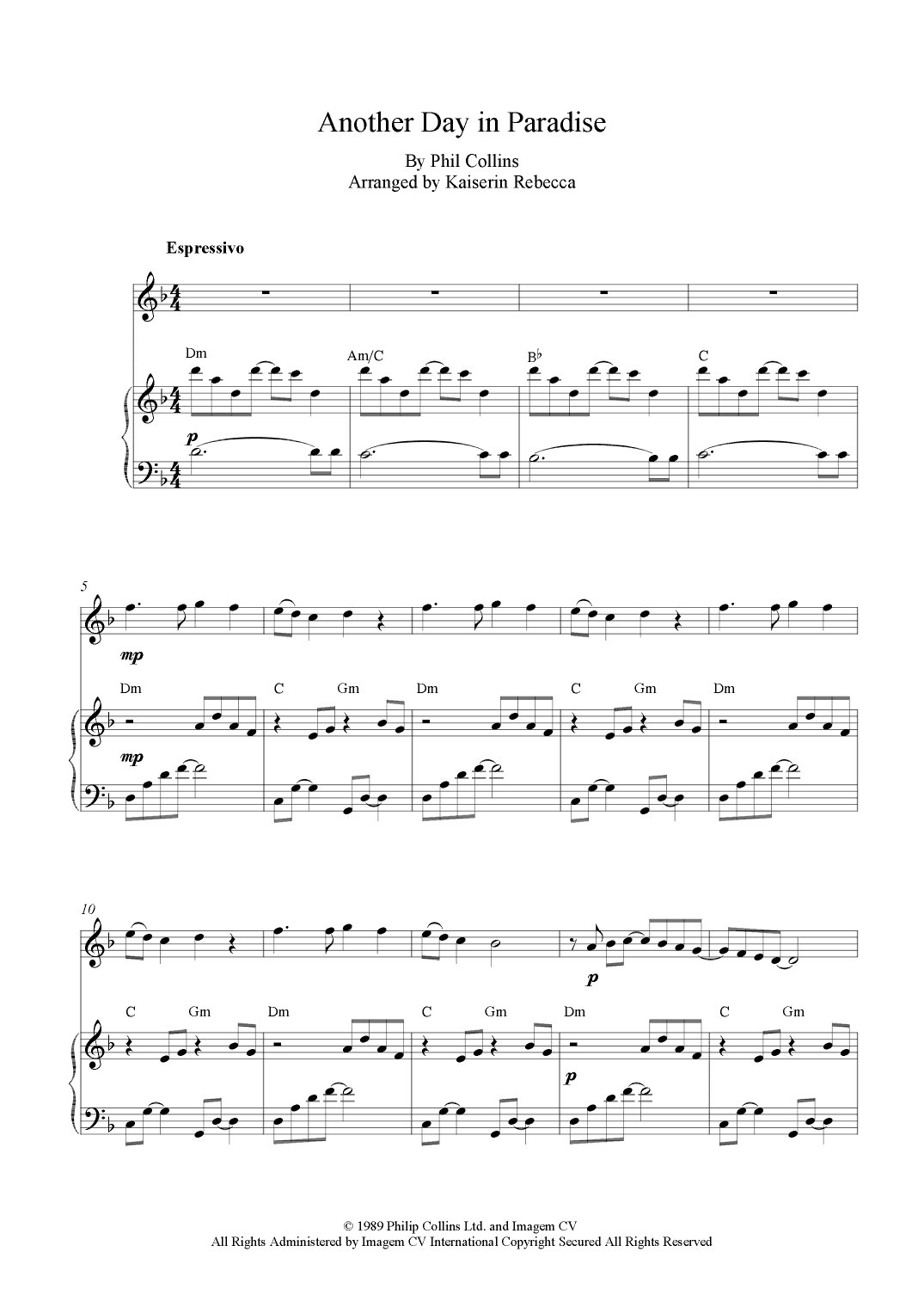 Another Day In Paradise (arr. Kaiserin Rebecca)