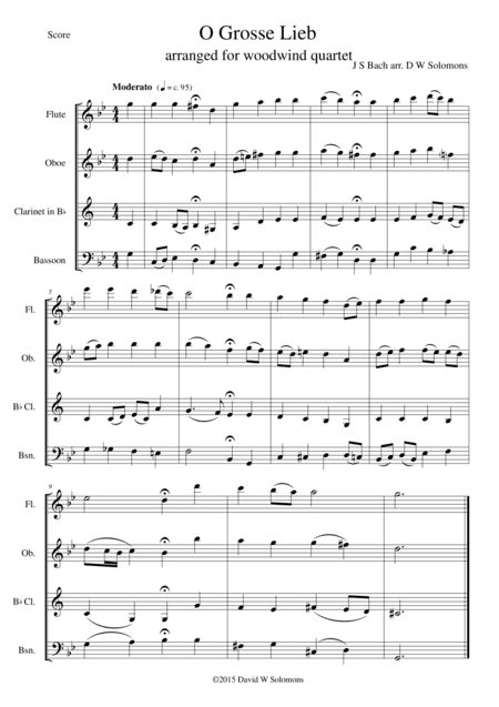 O grosse Lieb for woodwind quartet (arr. David Warin Solomons)
