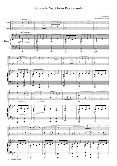 Entr'acte No.3 from Rosamunde, for piano trio, PS103 (arr.  A. Eigen)