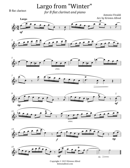 Largo from Winter (for Clarinet and Piano) (arr. Kristen Allred)