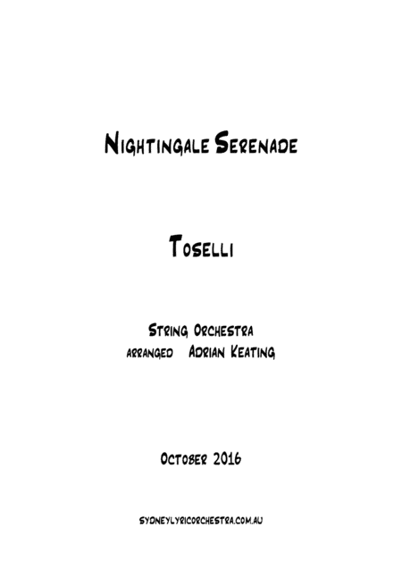 Nightingale Serenade - Toselli - String Chamber Orchestra - 6 parts - intermediate to professional e (arr. Adrian Keating)