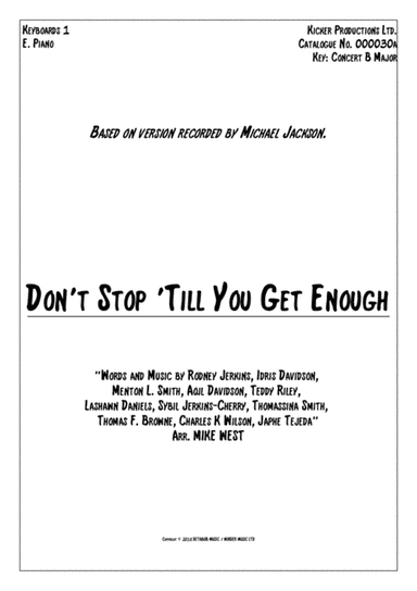 Don't Stop Til You Get Enough (arr. Mike West)
