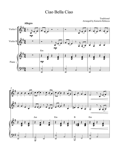 Ciao Bella Ciao (arr. Kaiserin Rebecca)