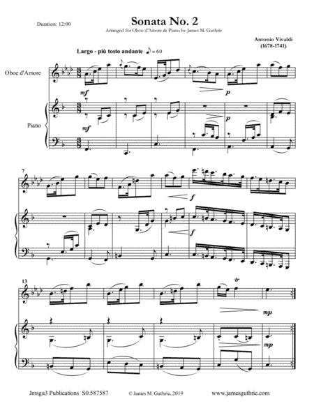 Vivaldi: Sonata No. 2 for Oboe d'Amore & Piano (arr. James M. Guthrie)