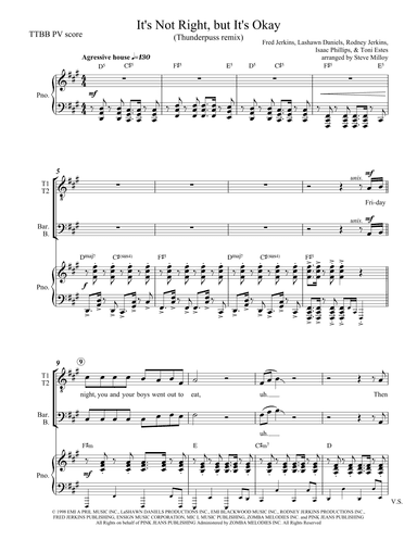 It's Not Right But It's Okay (arr. Steve Milloy)