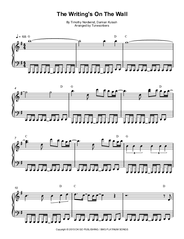 The Writing's On The Wall (arr. Tunescribers)