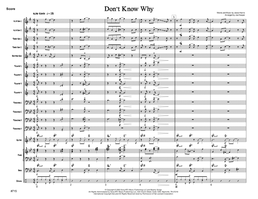 Don't Know Why (arr. Joseph Hasper)