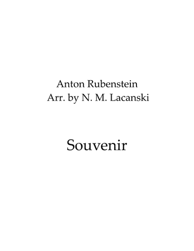 Souvenir (arr. Nick M Lacanski)