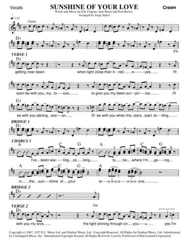 Sunshine Of Your Love (arr. Jorge Juárez)