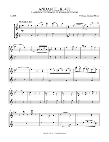 Andante, K. 488 (from Piano Concerto No. 23, Second Movement) (arr. Mark Phillips)