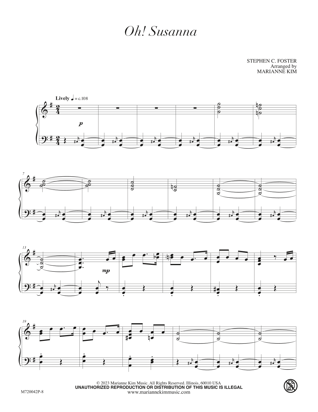 Oh! Susanna (arr. Marianne Kim)