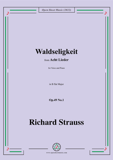 Richard Strauss-Waldseligkeit,in B flat Major (arr. OSM Press)