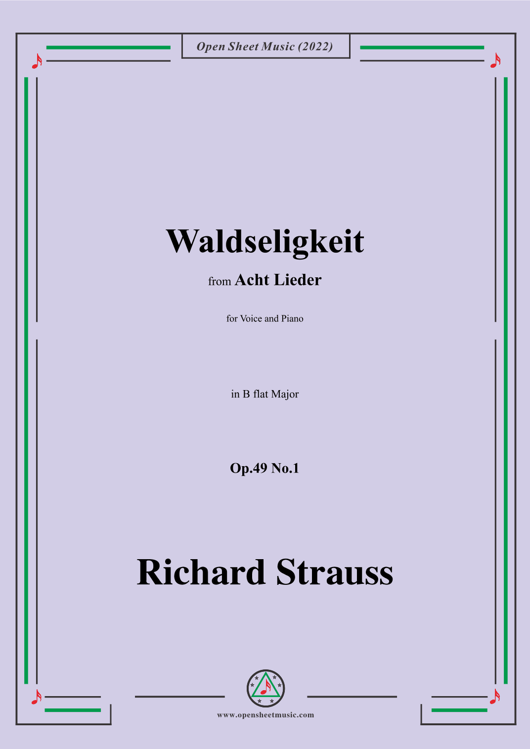 Richard Strauss-Waldseligkeit,in B flat Major (arr. OSM Press)