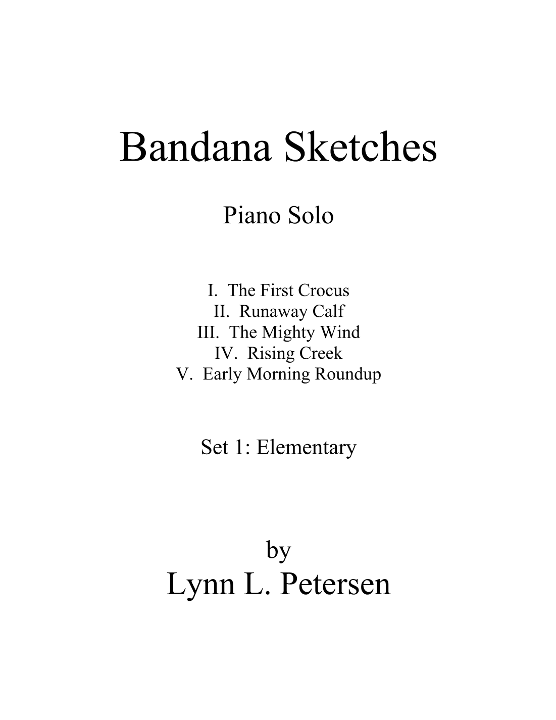 Bandana Sketches (Set 1 - Elementary) - piano solo
