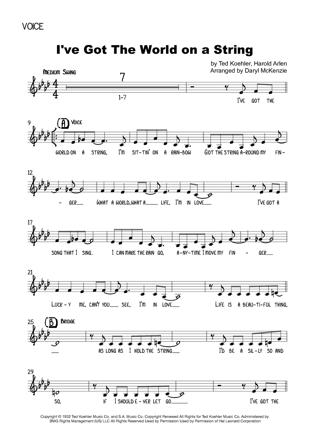I've Got The World On A String (arr. Daryl McKenzie)