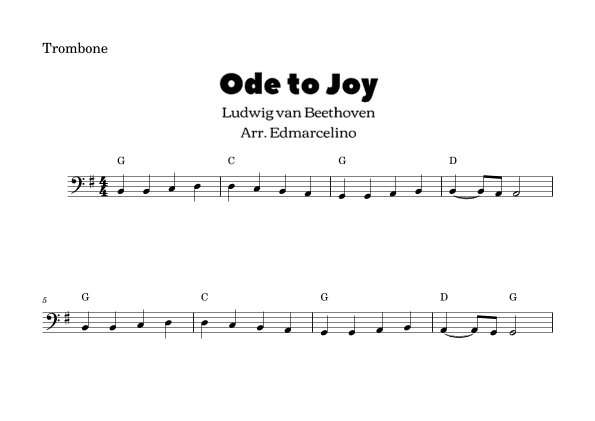 Ode to Joy - Eeasy to Trombone (arr. Edmarcelino)