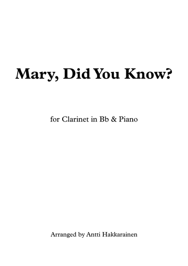 Mary, Did You Know? (arr. Antti Hakkarainen)