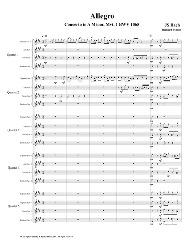 Concerto in A Minor, BWV 1065, Allegro (Saxophone Choir) (arr. Richard Byrnes)