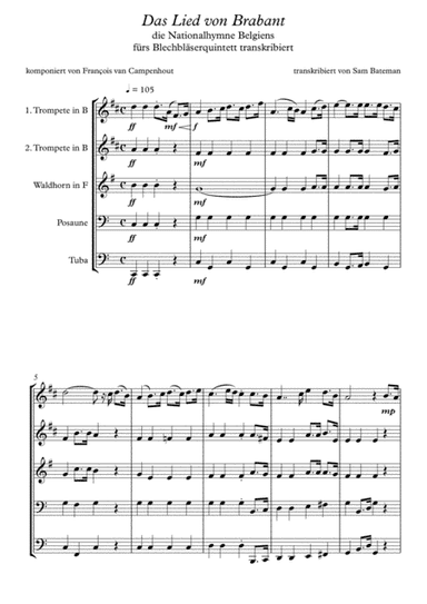 Das Lied von Brabant (arr. Sam Bateman)