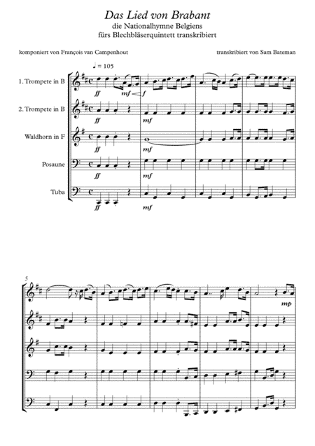 Das Lied von Brabant (arr. Sam Bateman)