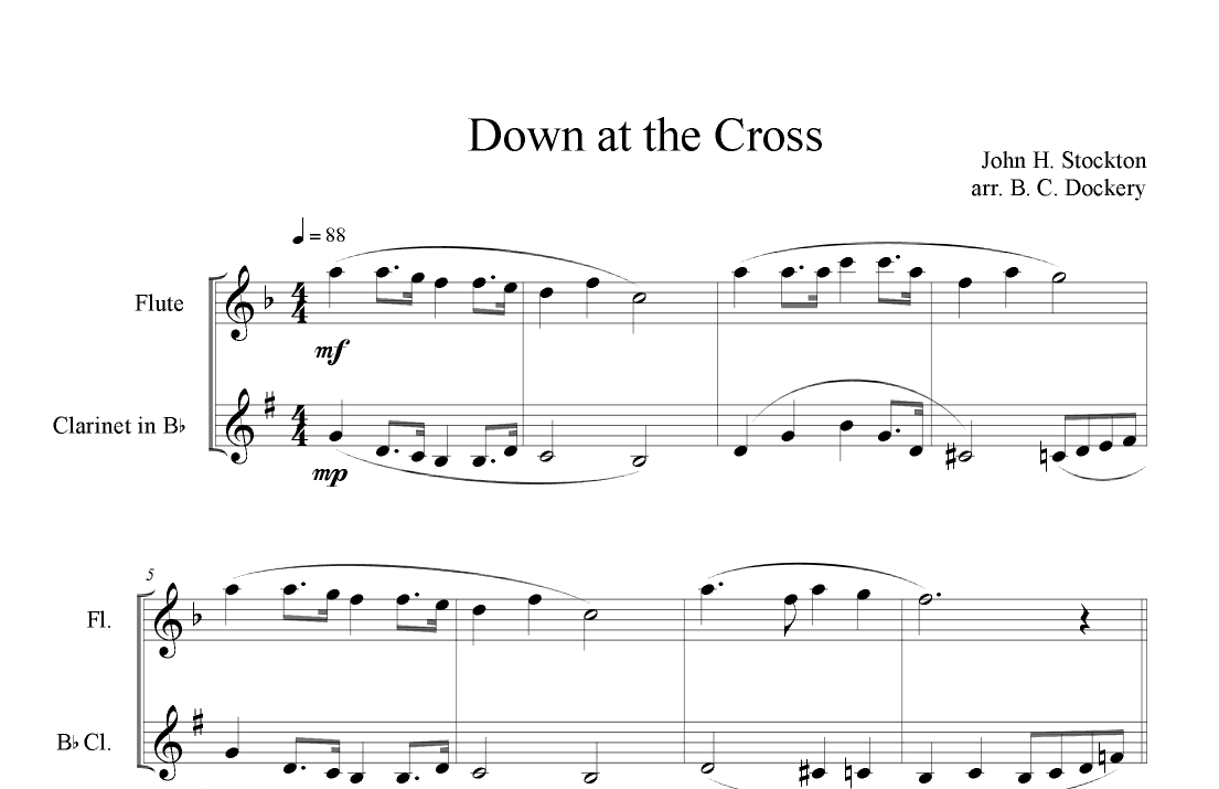 Down at the Cross (Flute and Clarinet Duet) (arr. B. C. Dockery)