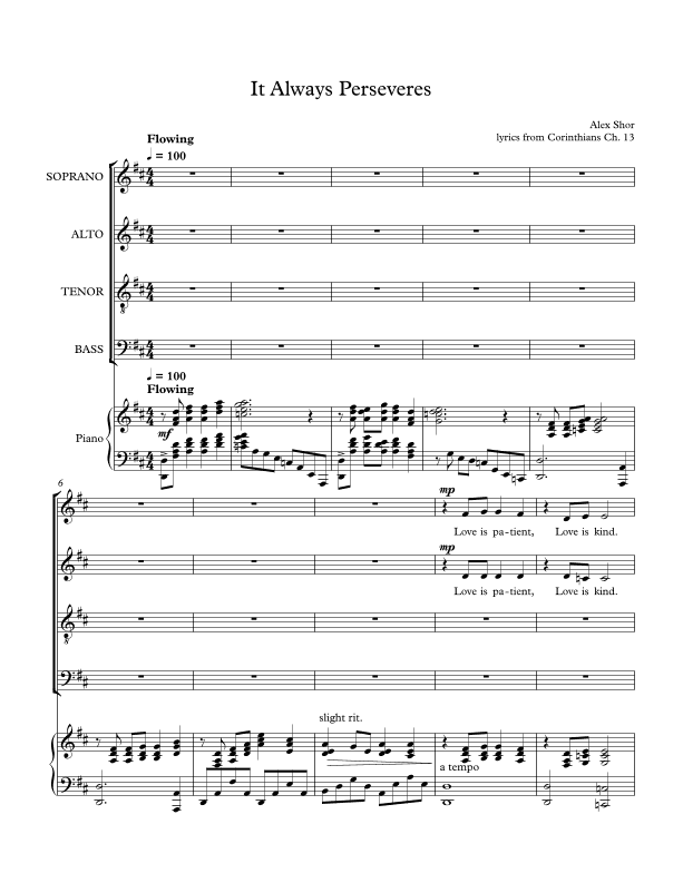 Always Perseveres (Church anthem for Corinthians 13)