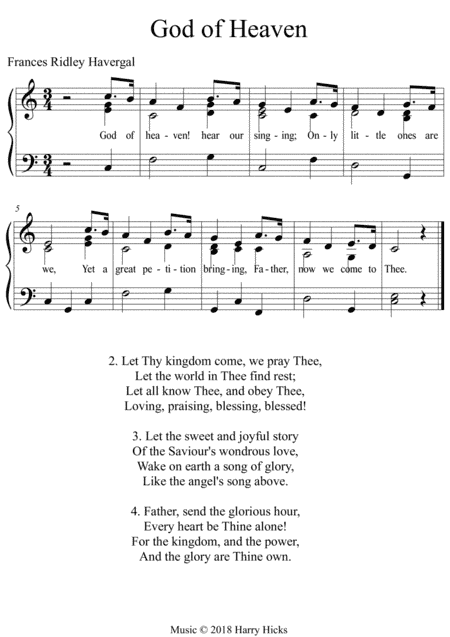 God of heaven. A new tune to a wonderful Frances Ridley Havergal hymn.