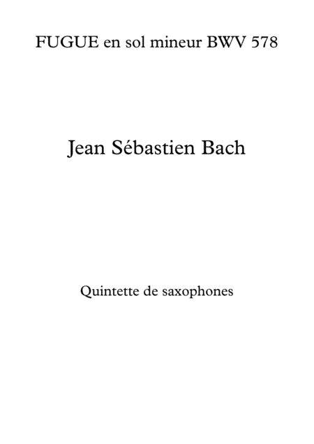 FUGUE en sol mineur BWV 578 (arr. Olivier Costa)