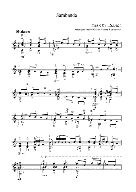Sarabanda. (In A minor) I.S. Bach (arr. Valery Dzyabenko)