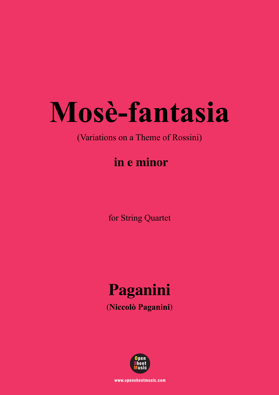 Paganini-Variations on a Theme of Rossini(Mose-fantasia),MS 23,in e minor - Score Only (arr. OSM Press)