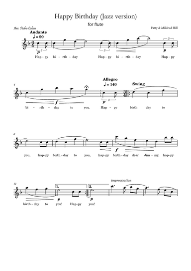 Happy Birthday (jazz version) (arr. Pedro Cohen)