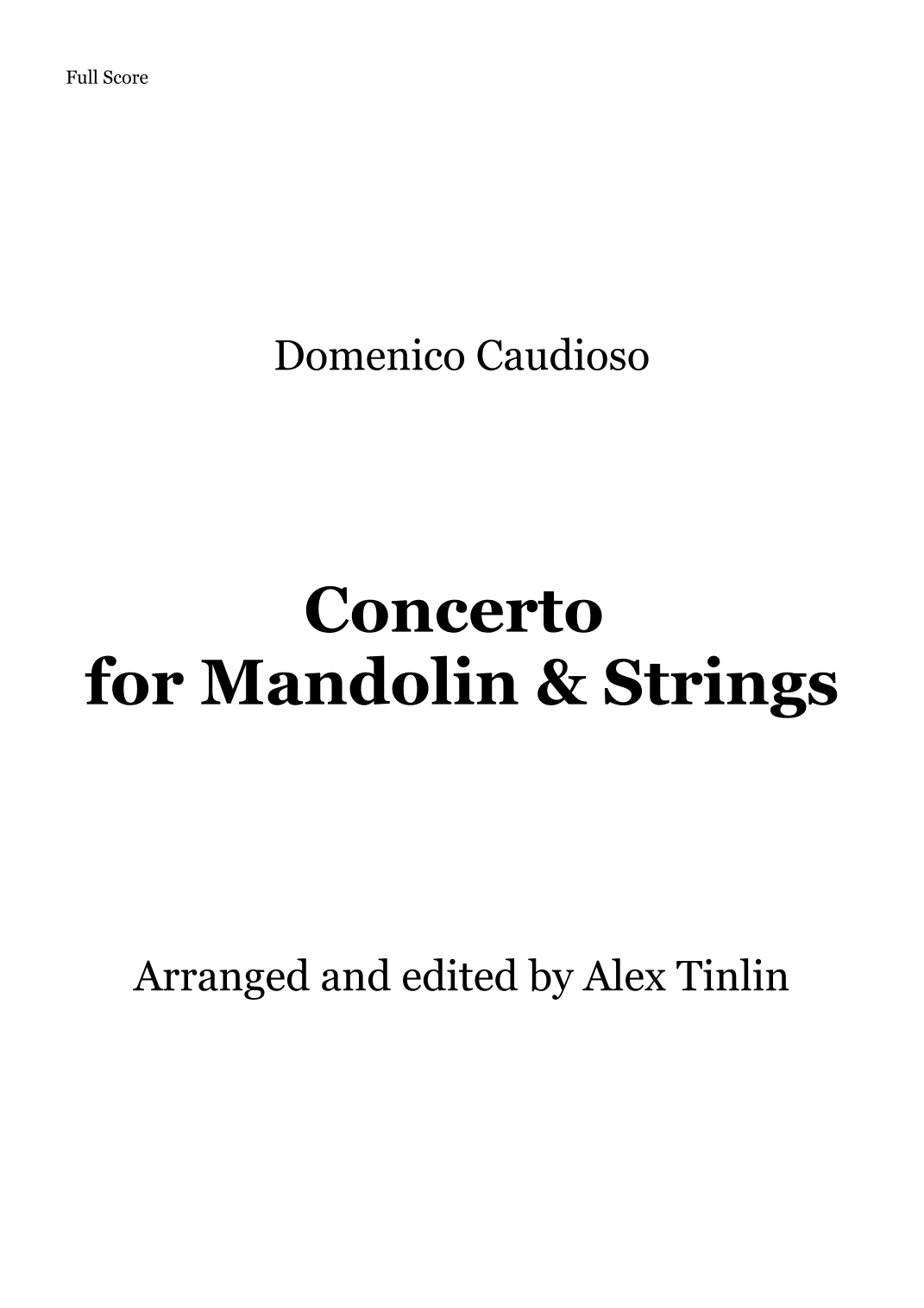 Concerto for Mandolin and Strings in D major (arr. Alex Tinlin)