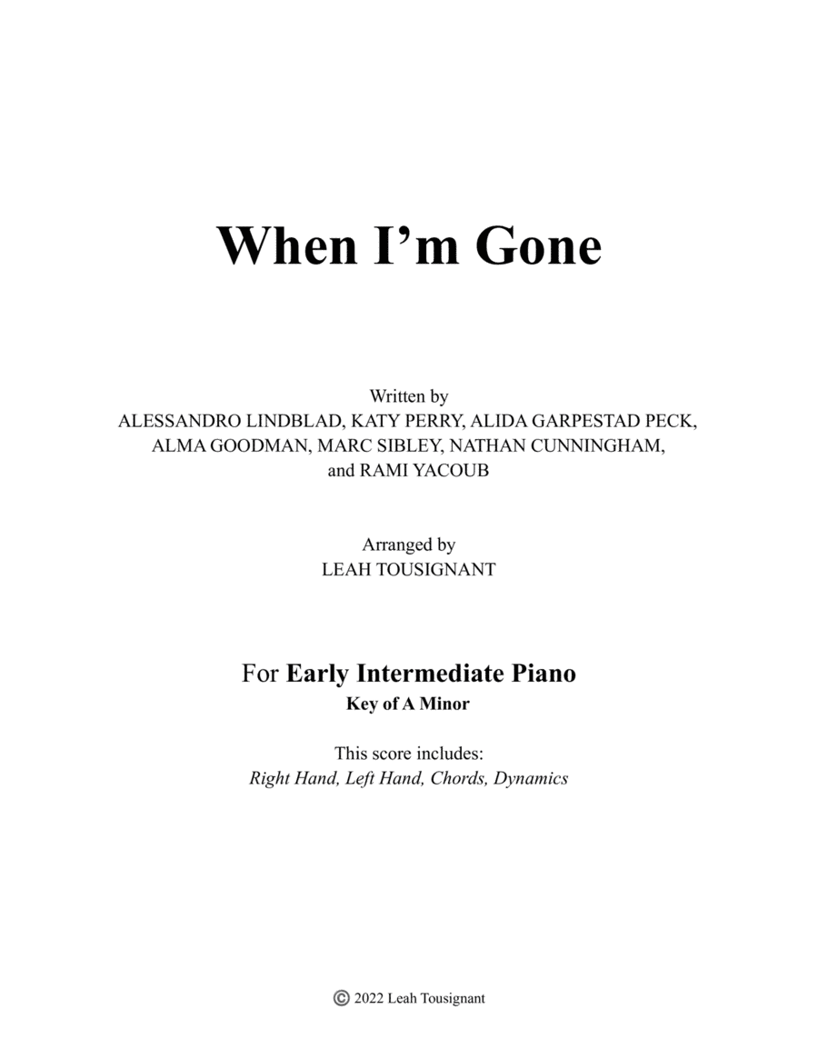 When I'm Gone (arr. Leah Tousignant)